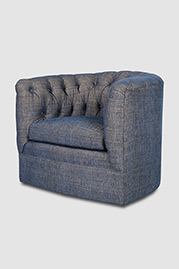 Oliver tufted barrel chair in Vermillion Denim fabric