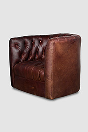 Oliver tufted barrel chair in Berkshire Bourbon leather