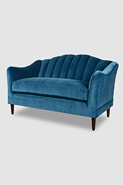 Carla channel tufted loveseat in Como Cyan velvet