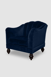Carla channel-tufted armchair in Como Indigo blue velvet