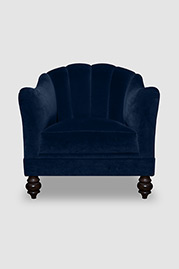 Carla channel-tufted armchair in Como Indigo blue velvet