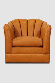 Carla armchair with swivel base in No Regrets Pure Cognac performance leather