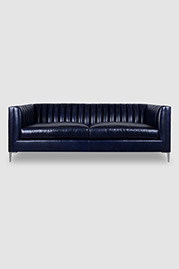 86 Harley channel-tufted sofa in Matera Carbon Blue with aluminum legs