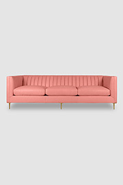 100 Harley sofa in Brisa Flamingo pink faux leather with brass legs