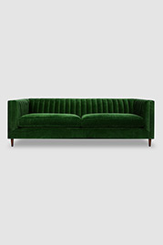 Harley channel-tufted modern sofa in Como Emerald green velvet