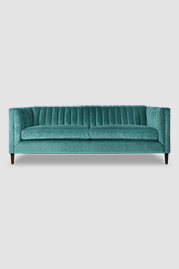 Harley channel-tufted sofa in Lafayette Fleet stain-proof blue velvet
