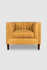 Harley channel-tufted armchair in Burnham Sunflower distressed leather