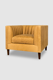 Harley channel-tufted armchair in Burnham Sunflower distressed leather