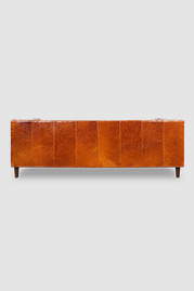 86 Harley channel-tufted sofa in Echo Cognac leather with nail head trim