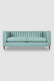 72 Harley channel-tufted sofa in Groundworx Sea Me blue leather