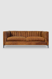 79 Harley sofa in Brentwood Tan leather with Angelo black metal legs