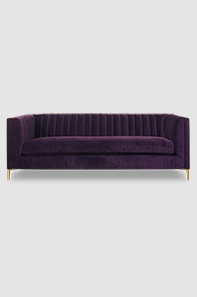 86 Harley sofa in Porto Deep Purple velvet with bench cushion and brushed gold legs