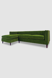 99.5 Harley sofa+chaise with full sleeper in Cannes Leafy green velvet