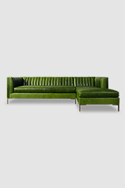 113.5 Harley sofa+chaise in Moore & Giles Mont Blanc Evergreen green leather with metal legs 