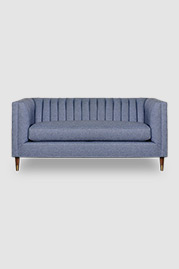 65 Harley love seat in Supreene Champlain Cadet blue performance fabric