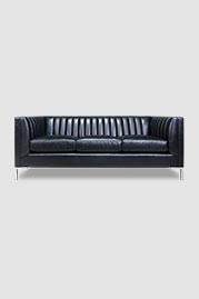 86 Harley sofa in No Regrets Just Black performance leather