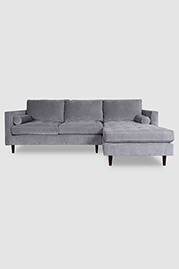 Natalie sofa+chaise in Cannes Stardust grey velvet