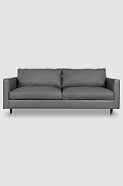 Natalie midcentury modern sofa in Velveteen Wolf 1215 grey leather
