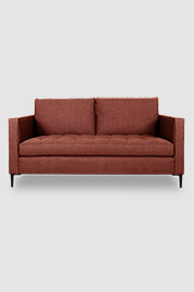 Natalie sofa in Harrison Wool Sea Coral with tufted seat and metal legs