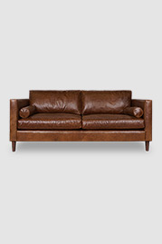 79 Natalie sofa in Caprieze Wigwam brown leather with bolster pillows