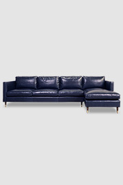 134 Natalie sofa+chaise in Firenze Galaxy blue leather
