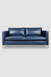 79 Natalie sofa in Austin Barton 5405 blue leather with Angelo brushed gold legs