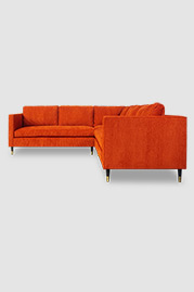 102x102 Natalie sectional in Ridges Ember orange corduroy