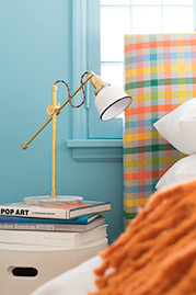 Gloria king-sized bed in Connect Fusion stain-proof fabric with brass legs