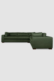 Chad sectional sofa in Minetta Eucalyptus stain-proof green fabric