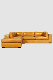 Chad bumper sectional in Mont Blanc Butterscotch leather