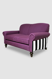 58 Bunny loveseat in Sunbrella Canvas Iris and Sunbrella Cabana Classic stain-proof fabric