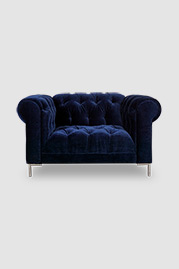 55 Eliza Modern Chesterfield armchair in Como Indigo blue velvet