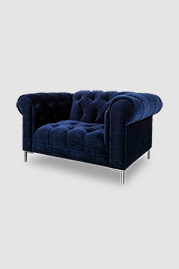 55 Eliza Modern Chesterfield armchair in Como Indigo blue velvet