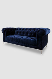 80 Eliza Modern Chesterfield sofa in Como Indigo blue velvet