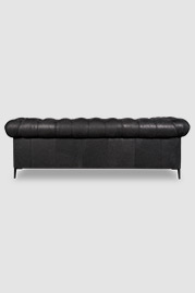 91 Eliza modern Chesterfield in Burnham Black with cushion seat, black aluminum legs, and bolster pillows