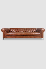 108 Eliza Modern Chesterfield sofa in Aviator Wingspan with black aluminum legs