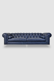 107 Eliza modern Chesterfield sofa in Everlast Blue Guard performance leather