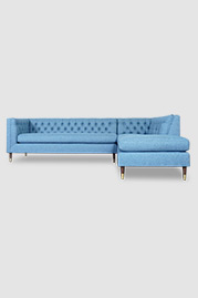 Dot sectional with bumper in Ludlow Chambray powder blue performance fabric