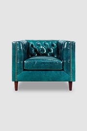 Dot armchair in Mont Blanc Riviera blue leather