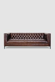 86 Dot sofa with tufted seat in Pioneer Horsetail brown leather