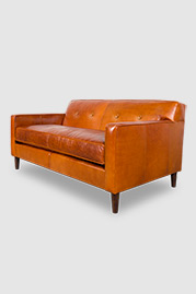 68 Sport sofa in Echo Cognac leather with bench cushion