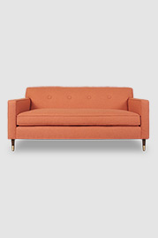 74 Sport modern sofa in Ludlow Tangelo orange stain-proof fabric with bench cushion and brass leg caps