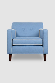 32 Sport chair in Hartwell Blue Slate with contrasting welt in Varick Cloud