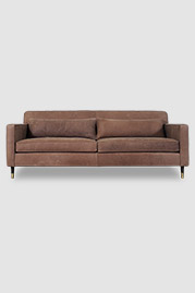 86 Sport sofa in Burnham Dove leather with lumbar pillows
