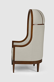 Porter chair in Perry Wool Cricket White with walnut finish
