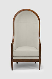 Porter chair in Perry Wool Cricket White with walnut finish