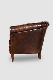 Collins tufted barrel chair in Kensington Borough Pub Bench brown leather