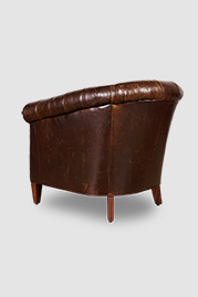 Collins tufted barrel chair in Kensington Borough Pub Bench brown leather