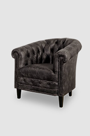 Collins barrel chair in Sundance Naomi 0500 distressed black leather