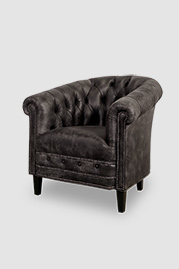 Collins barrel chair in Sundance Naomi 0500 distressed black leather